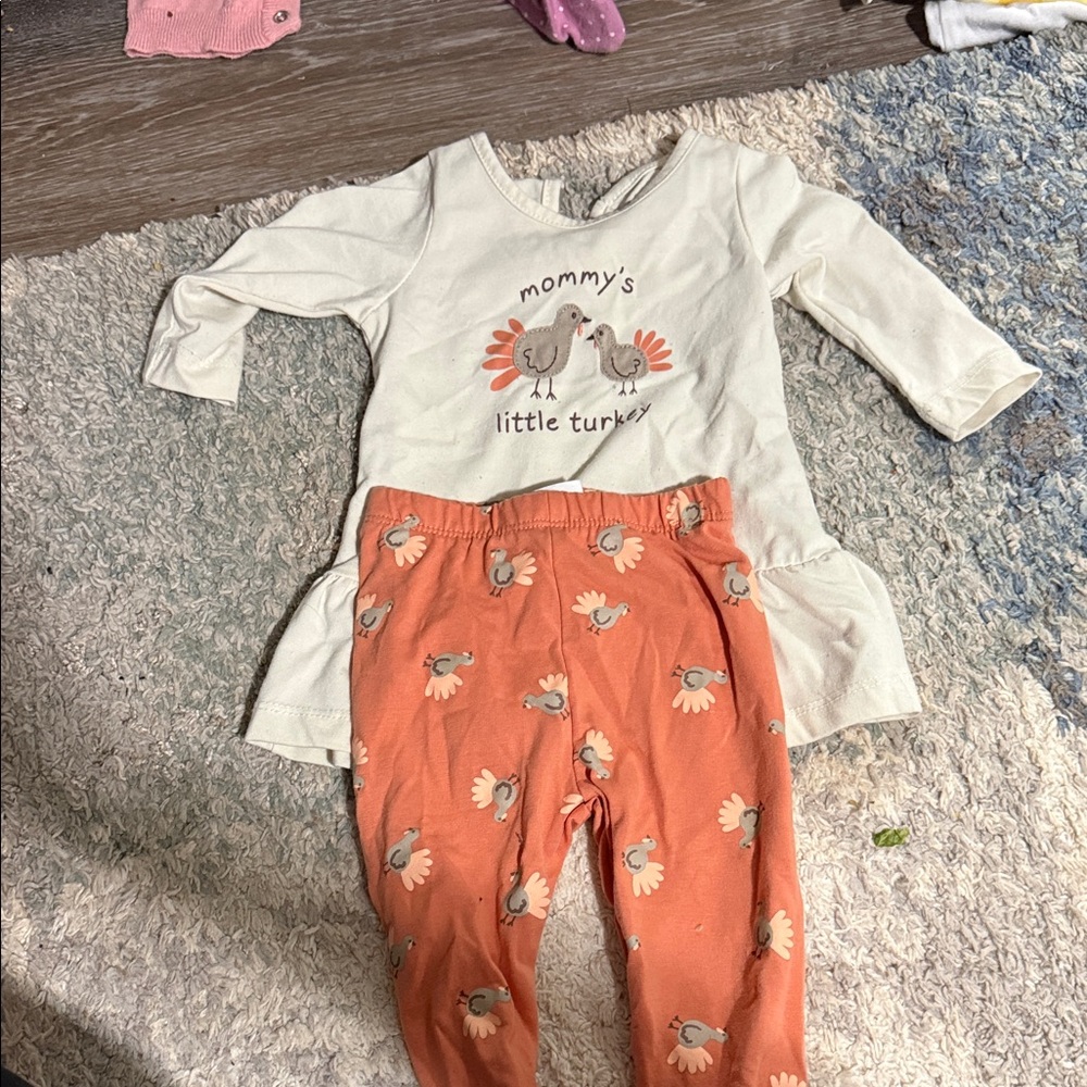 Mommy's Little Turkey Kids Matching Set - Cream and Orange
